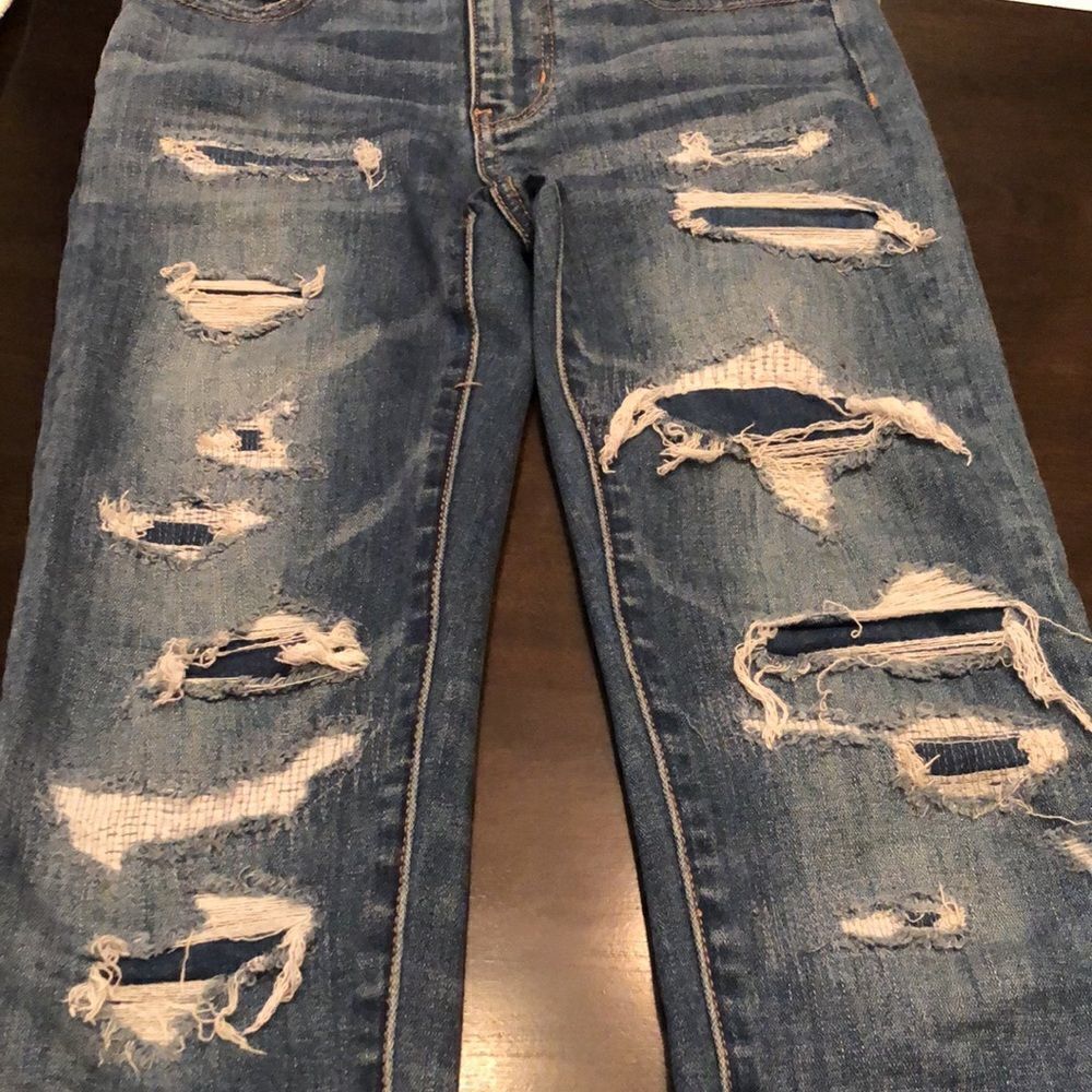 American Eagle Super Stretch Ripped/Patch Hi-Rise… - image 7